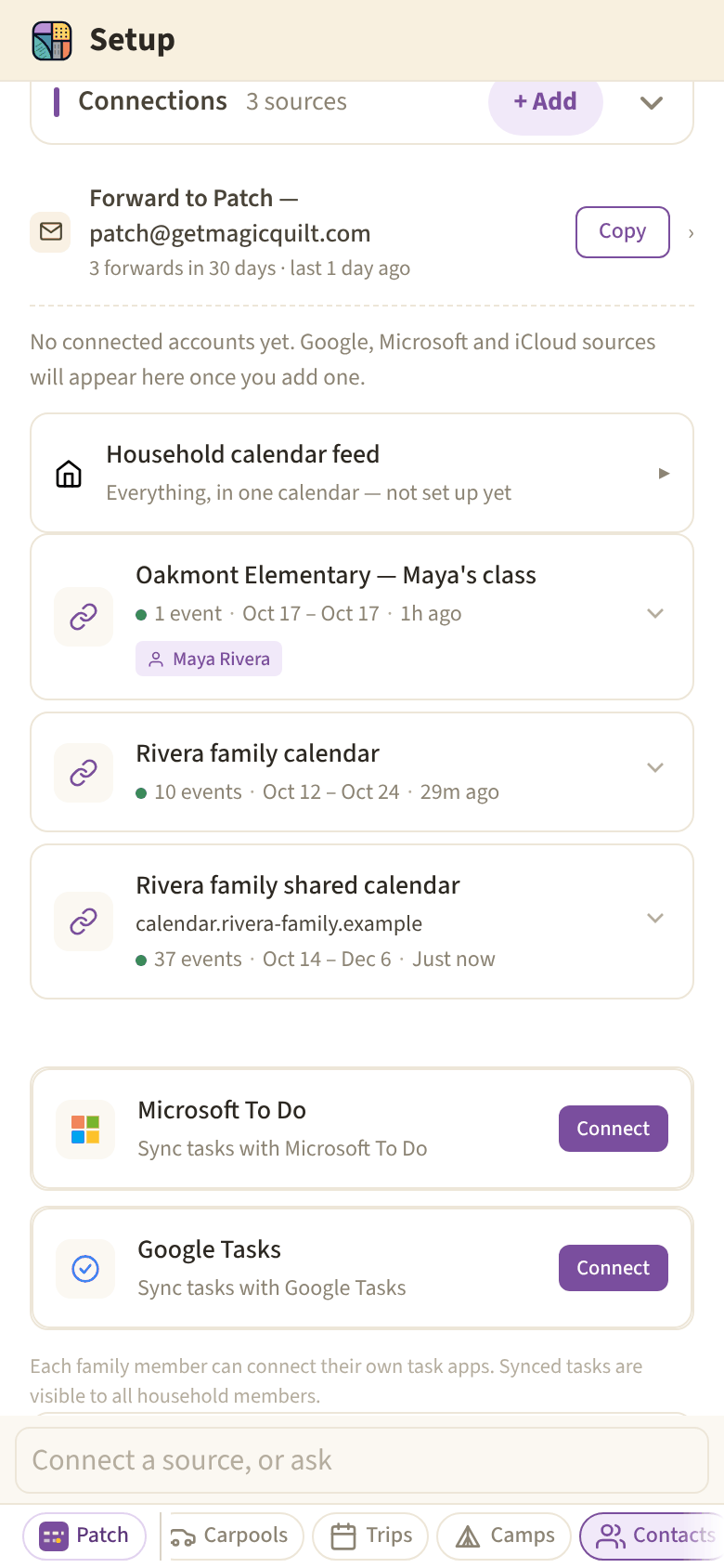 Connected calendars and the household’s forwarding address